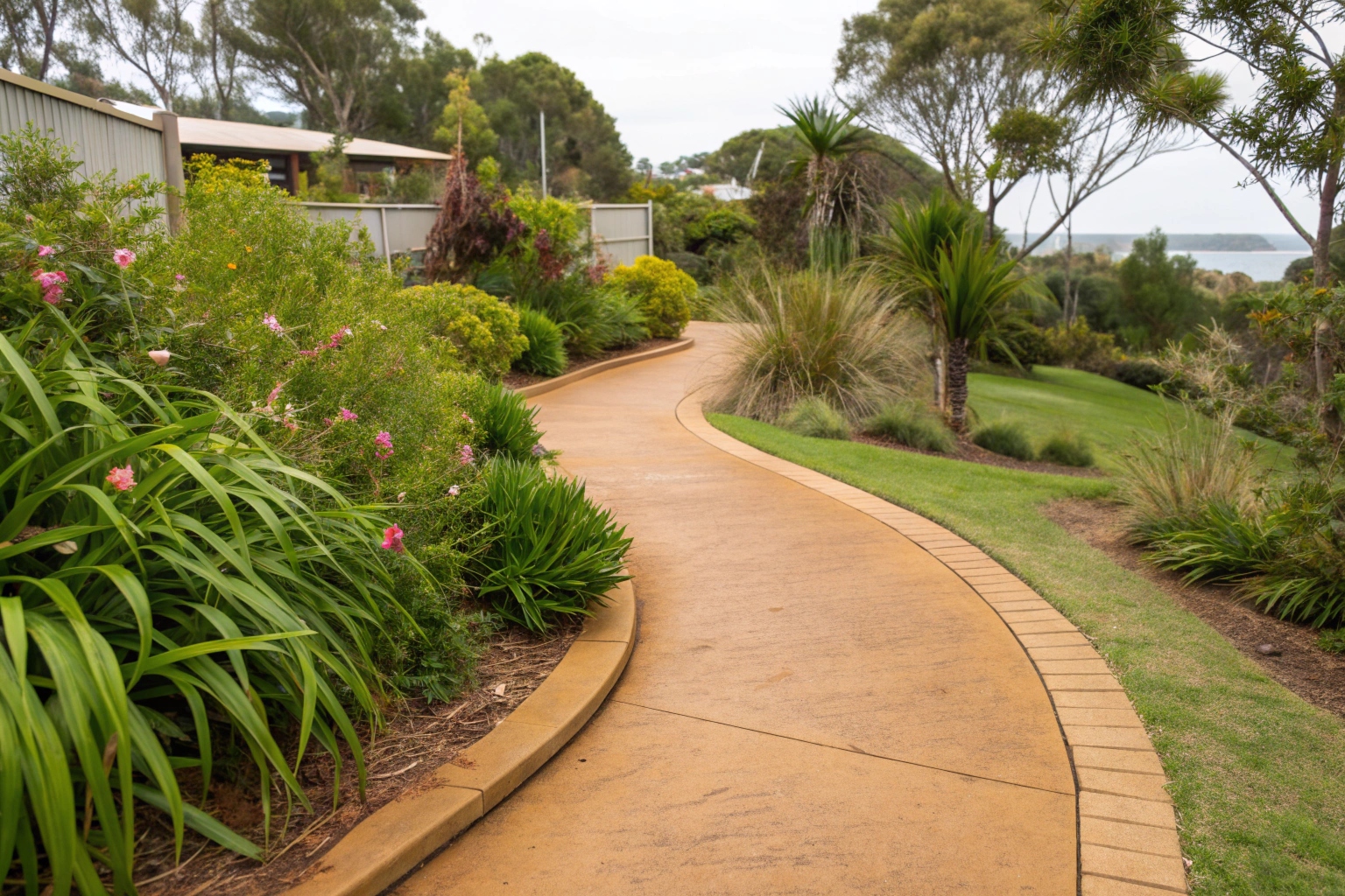 Brown coloured concrete pathway Ipswich home