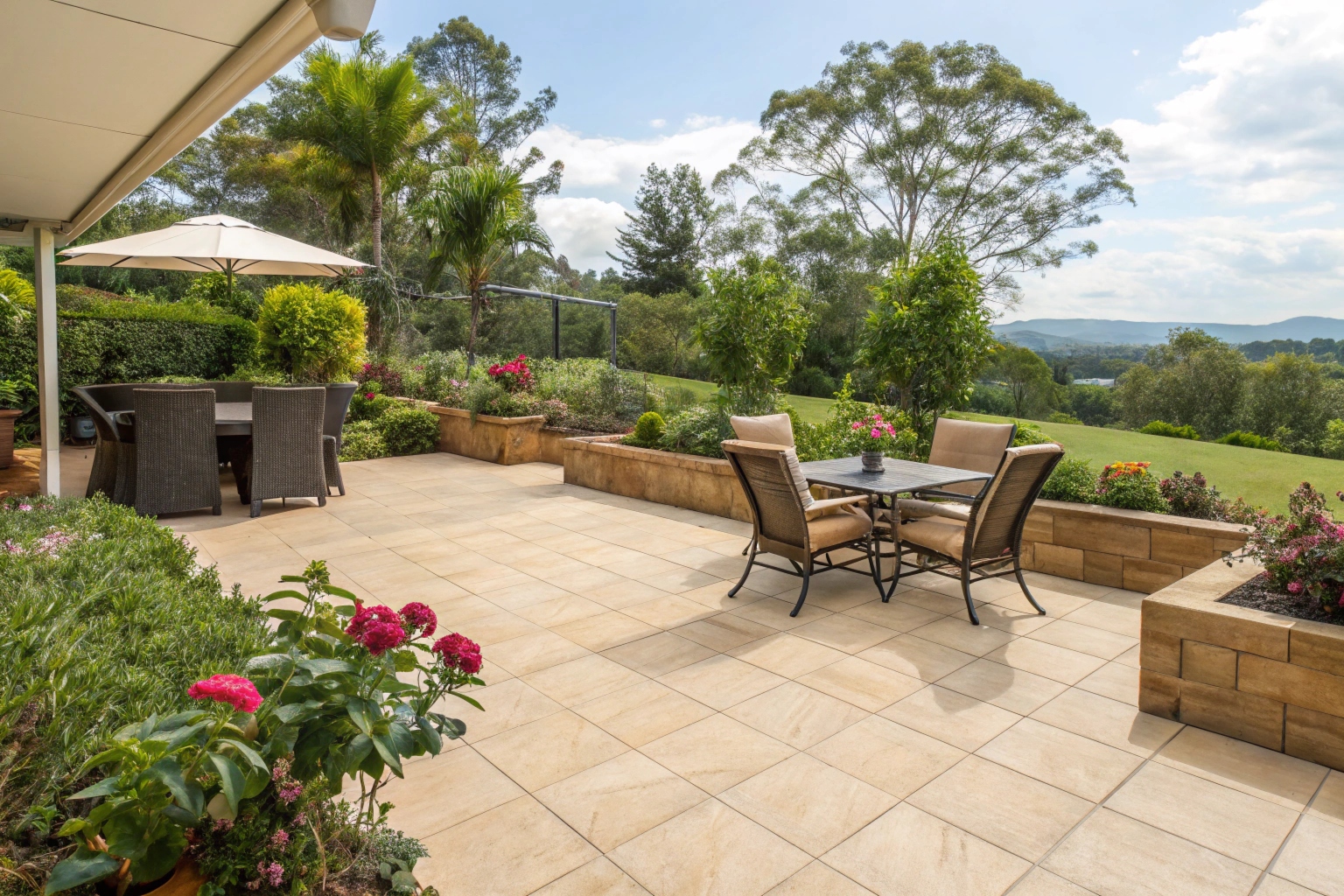 Sandstone coloured concrete patio Ipswich Queensland