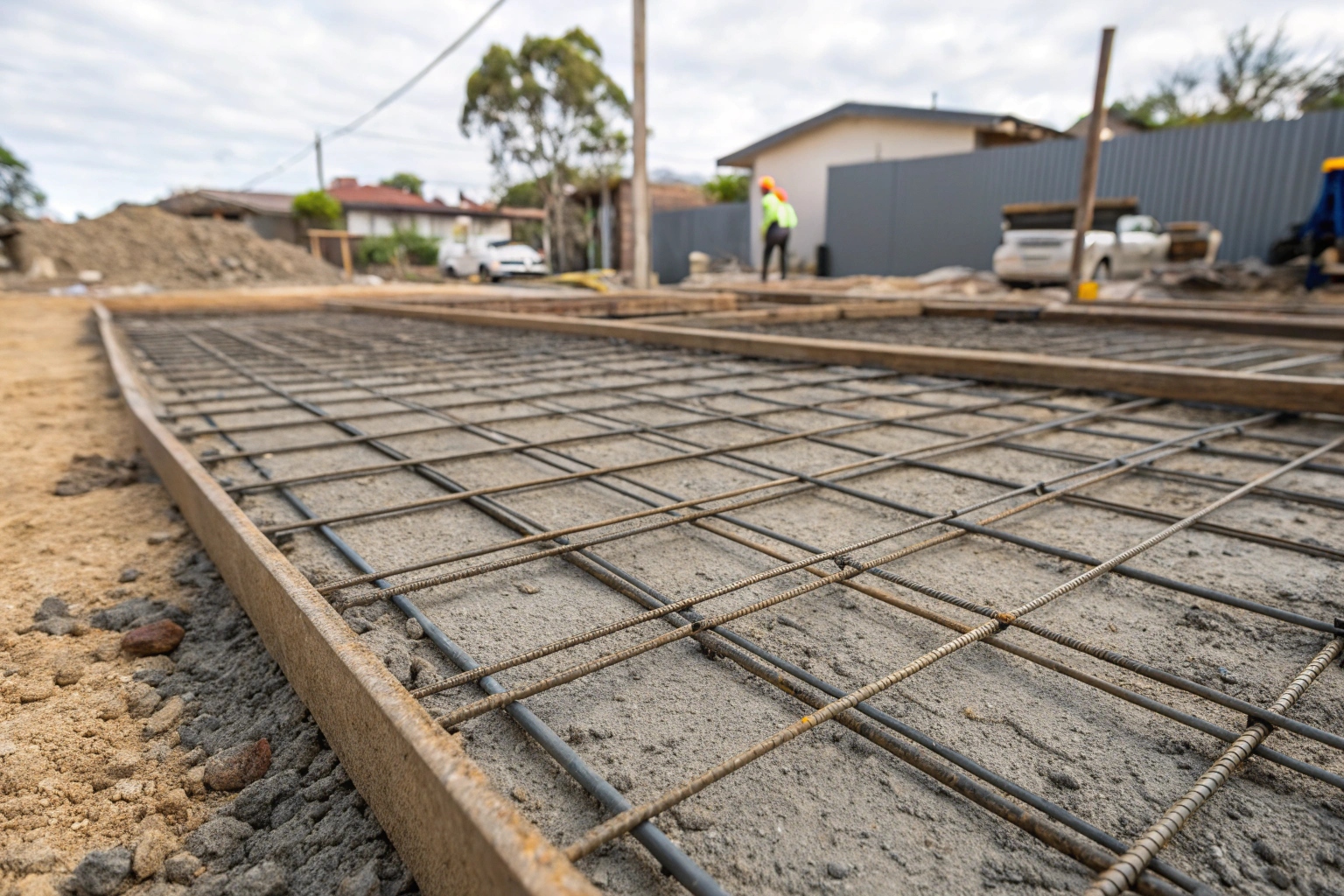 Steel reinforcement mesh for house slab on reactive clay soil Ipswich