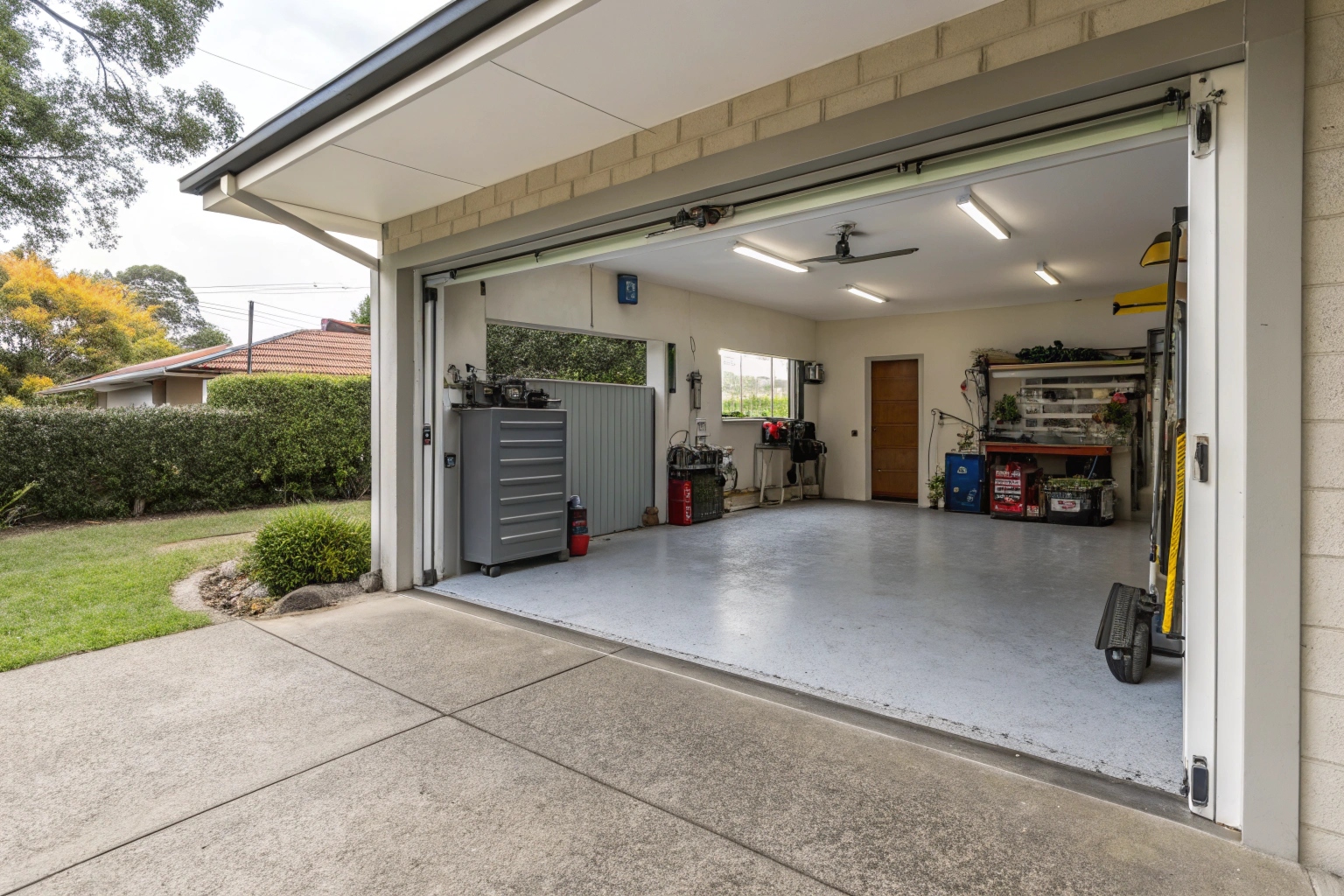 Workshop garage built on level concrete slab in Ipswich QL