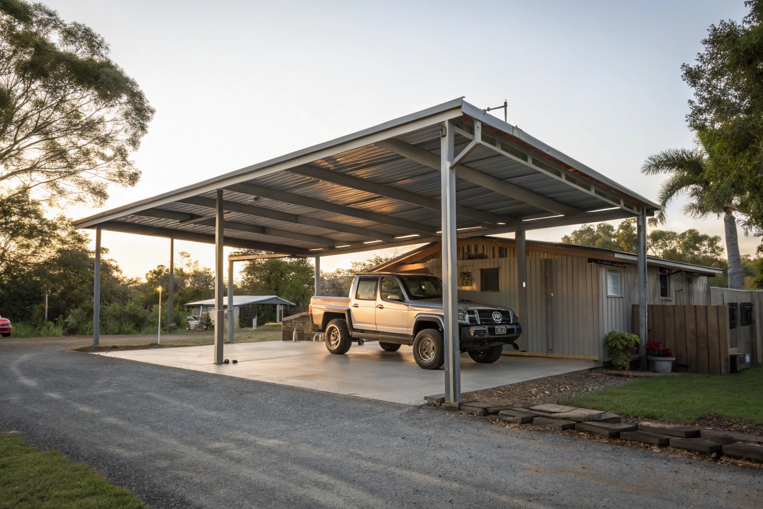 Carport with concrete slab foundation for heavy vehicle storage Ipswich