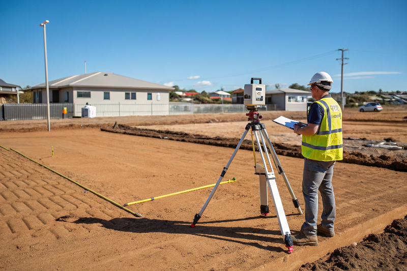 Laser leveling equipment ensuring precise site preparation and compaction on Ipswich excavation project